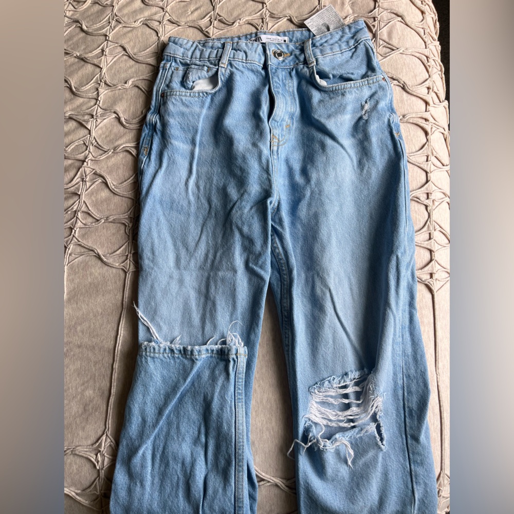 ZARA high waisted straight leg jean